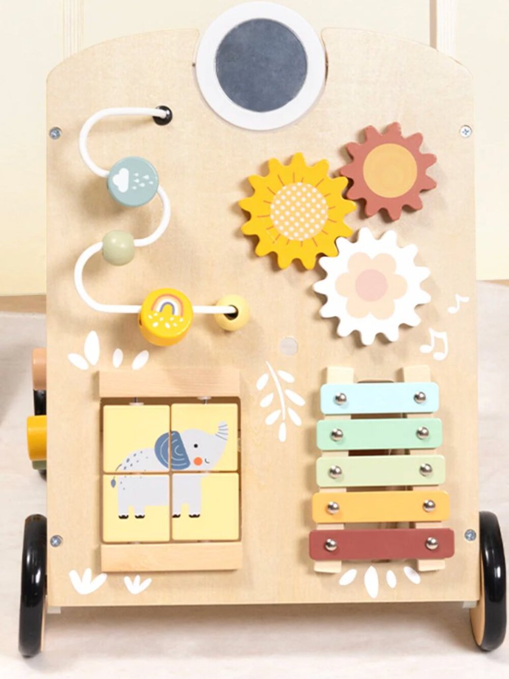 Wooden Baby Walker for Toddlers, Montessori 6-in-1 Activity Learning Toy - Picture 13 of 16